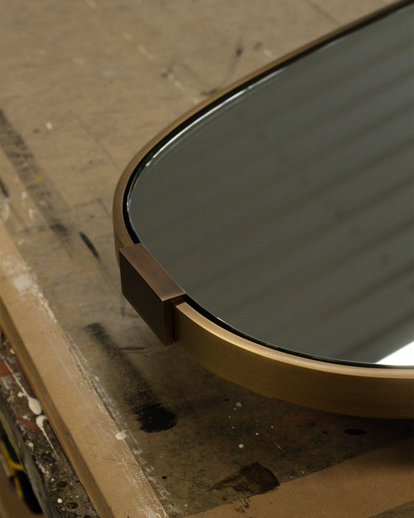 Shaped Antique Brass Mirror