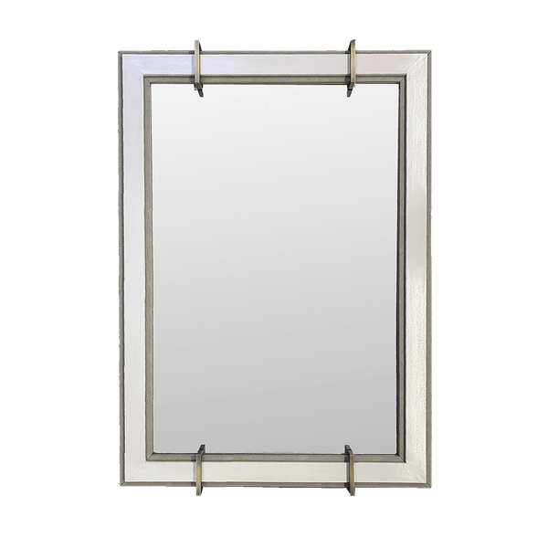 Cracked Gesso with Brass Clip Mirror