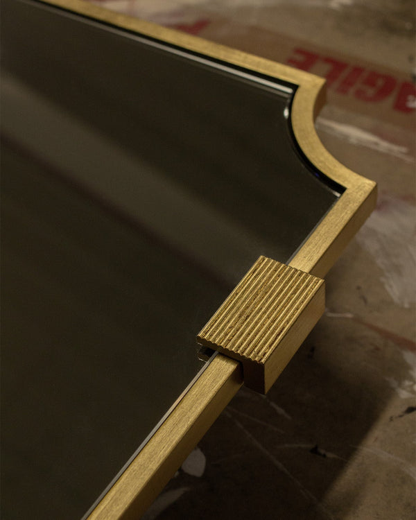 Scallop Corner Satin Brass Mirror