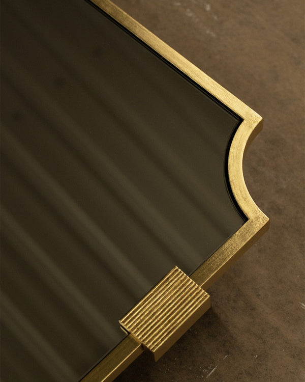 Scallop Corner Satin Brass Mirror