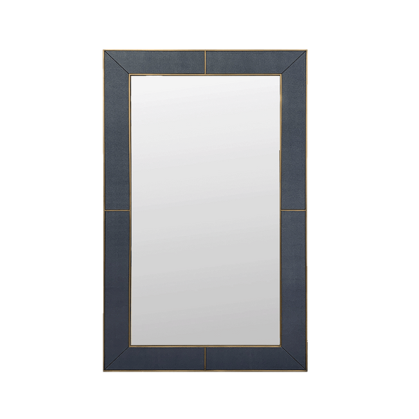 Faux Shagreen and Brass Mirror