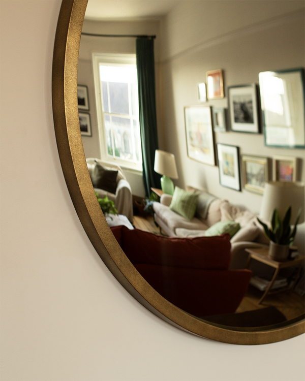 Convex Round Mirror in Imitation Brass