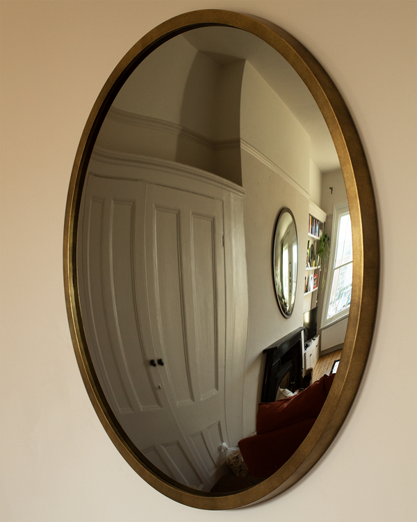 Convex Round Mirror in Imitation Brass