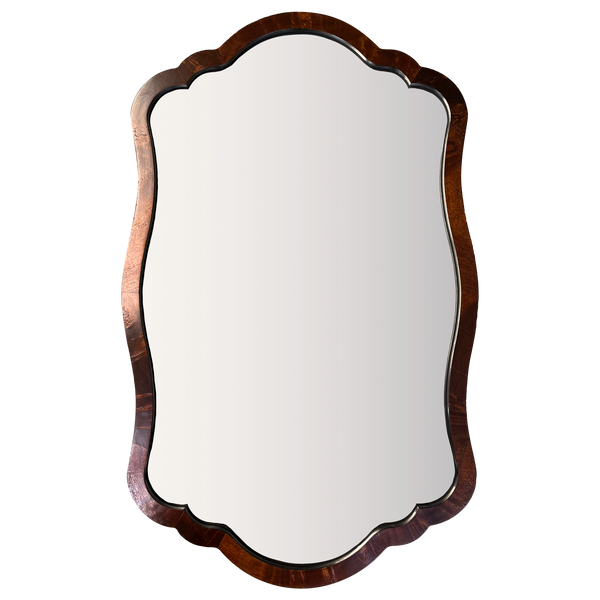 Flamed Mahogany Veneer Shaped Mirror