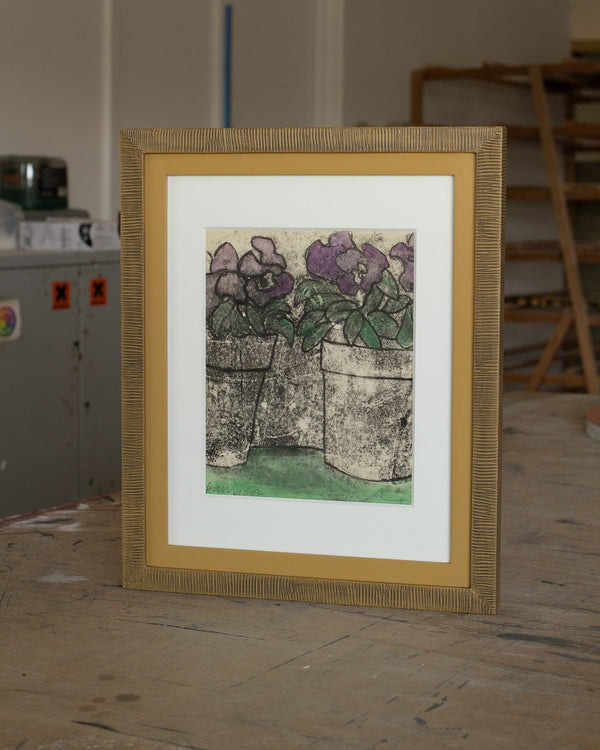 Purple Poinsettias in a Combed Frame