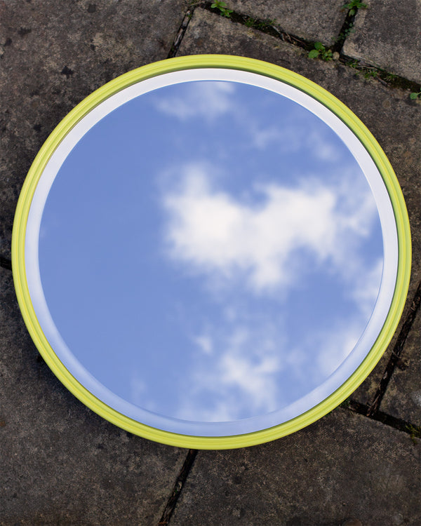 Neon Yellow Double Bullnose Round Mirror