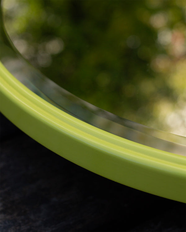 Neon Yellow Double Bullnose Round Mirror