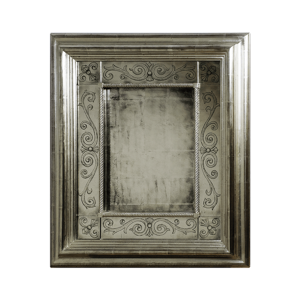 White Gold Leaf Eglomise Mirror