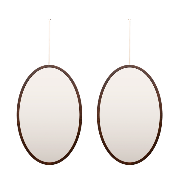 Walnut Veneer Stained Oval Mirrors