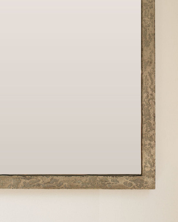 Textured Aged Champagne Scallop Corner Mirror