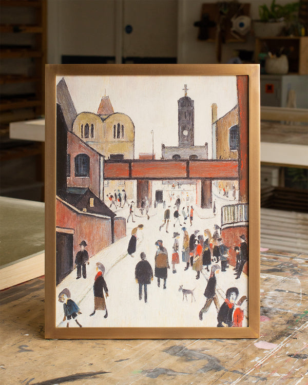 L.S. Lowry Print in an Antique Brass Frame