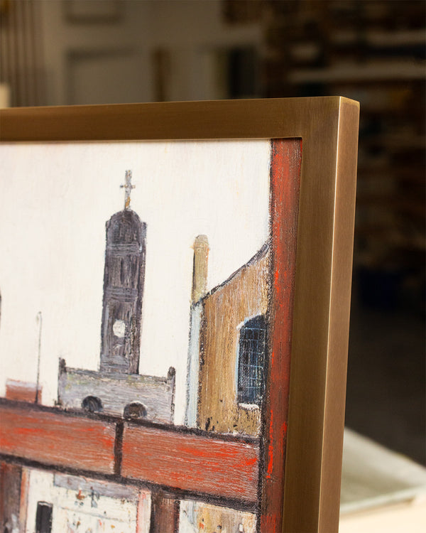 L.S. Lowry Print in an Antique Brass Frame