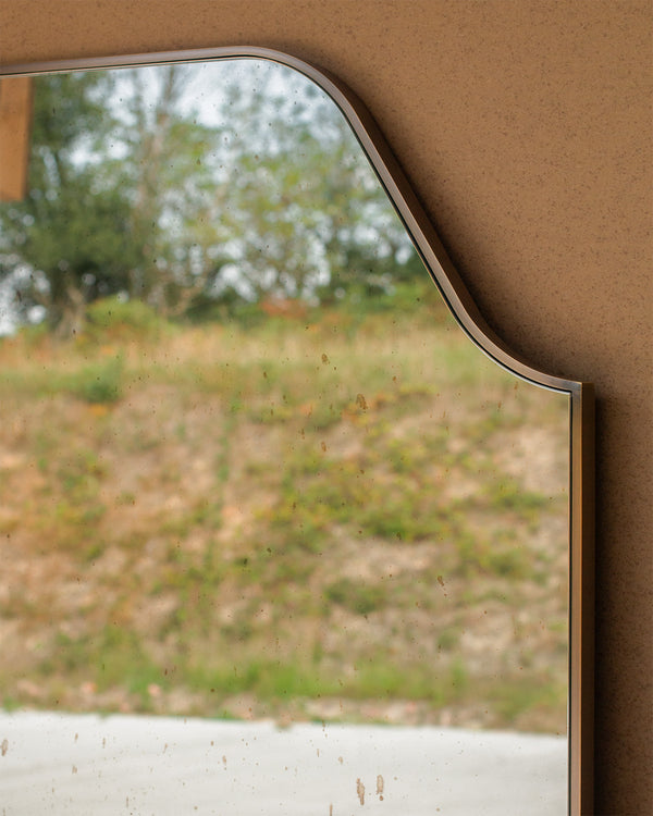 Slim Shaped Antique Brass Metal Mirror