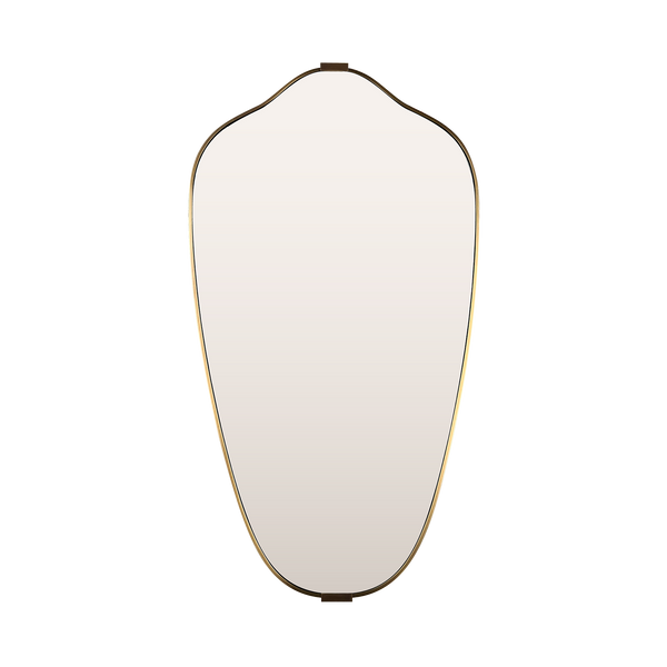 Shaped Antique Brass Mirror