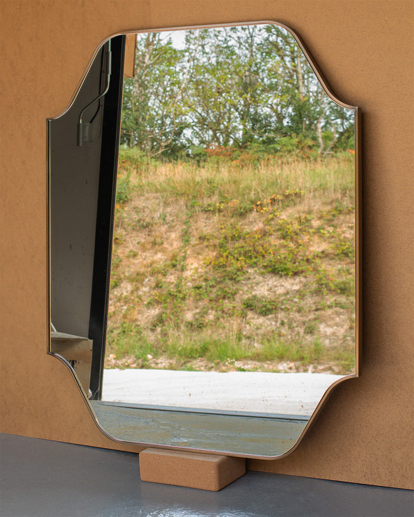 Slim Shaped Antique Brass Metal Mirror