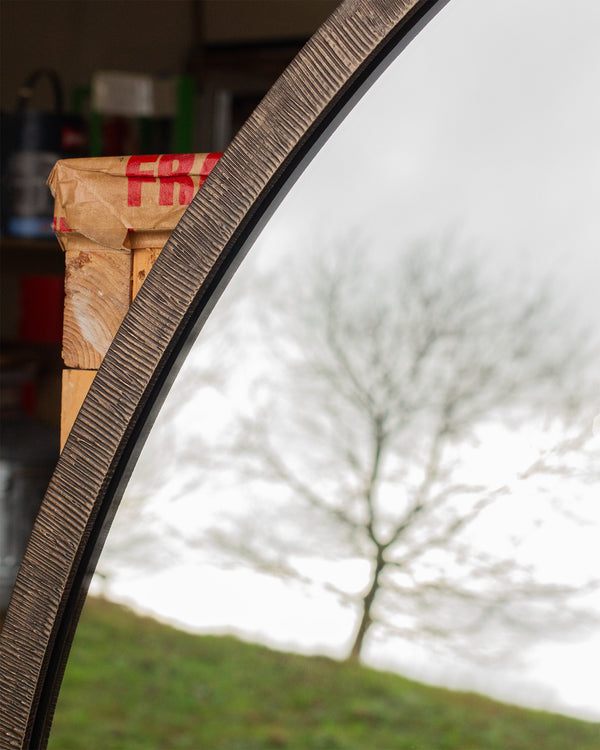 Combed Antique Brushed Brass Round Mirror