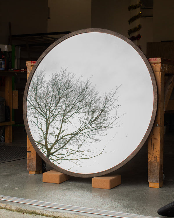 Combed Antique Brushed Brass Round Mirror