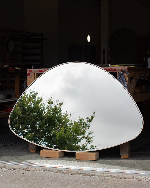 Beaten Silver Shaped Mirror