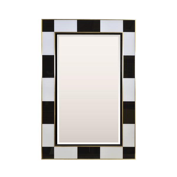 Black and White Panelled Glass Mirror