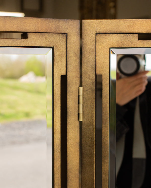 Imitation Brass Triptych Bevelled Mirror