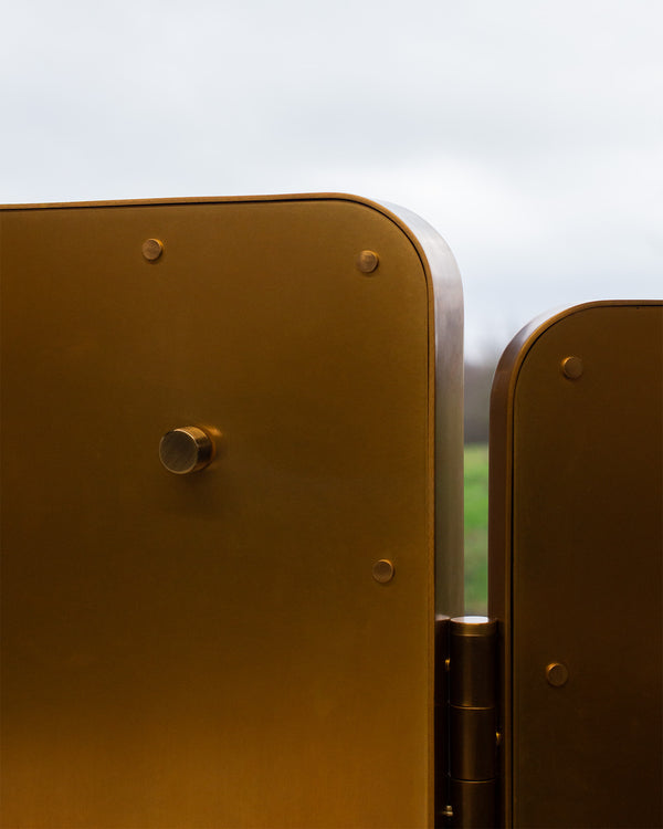 Brass Metal LED Lit Triptych Mirror