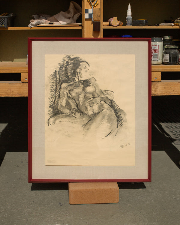Charcoal Nude in a Red Ramsbury Frame
