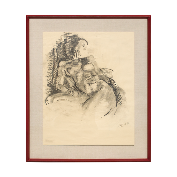 Charcoal Nude in a Red Ramsbury Frame