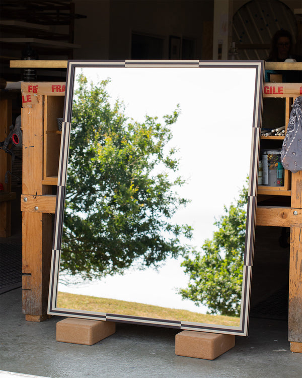 Pelt and Off-White Chequered Mirror