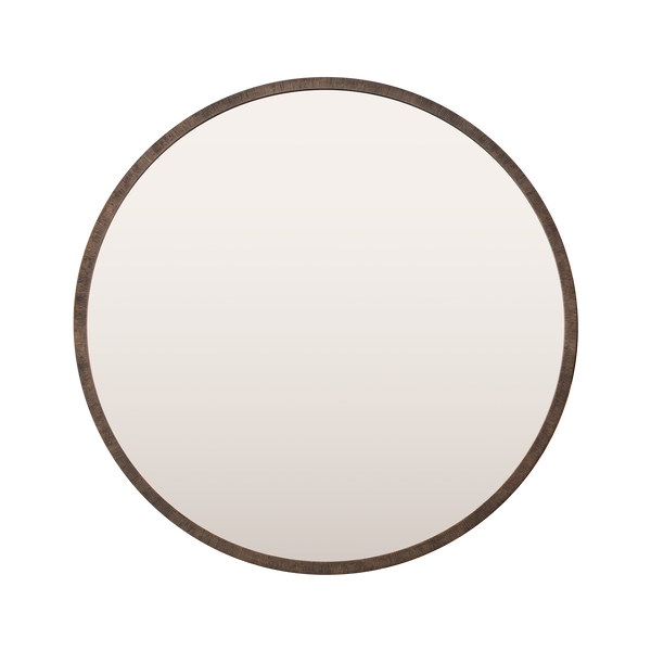 Combed Antique Brushed Brass Round Mirror