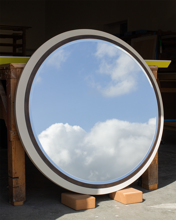 Asymmetrical Cream and Antique Brushed Brass Mirror