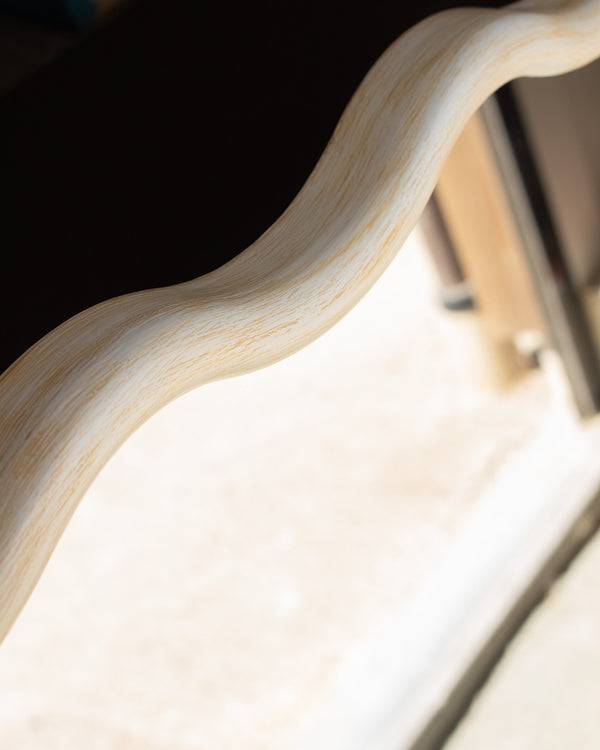 Wavy-Framed Distressed White Mirror