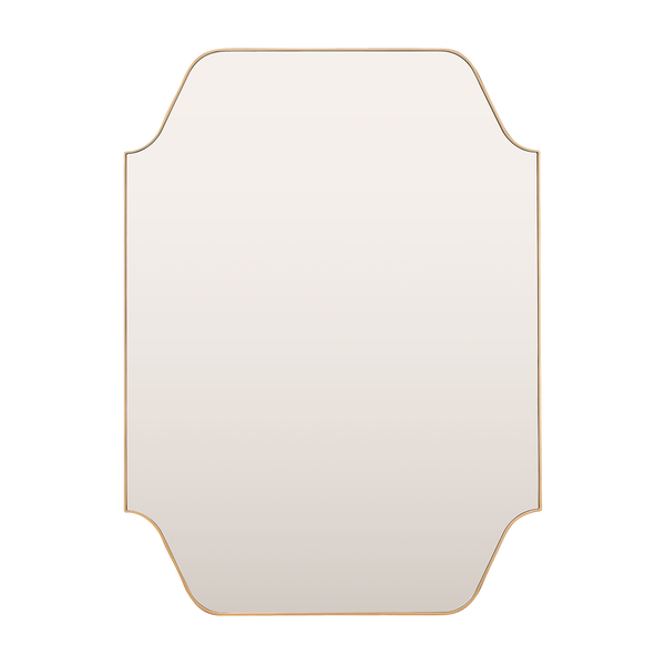 Shaped Antique Brass Metal Mirror with Polished Edges
