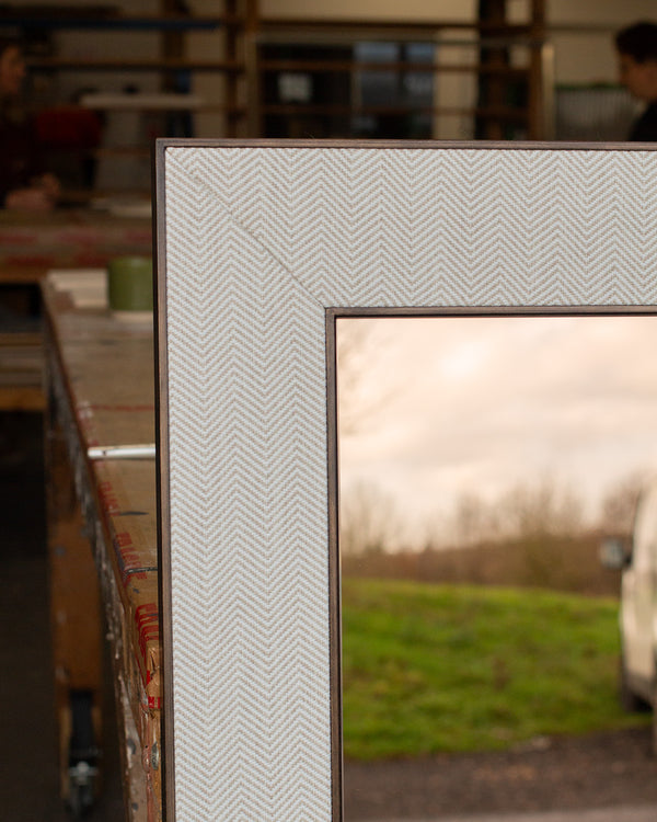 Fabric-Wrapped Bronze-Tinted Mirror