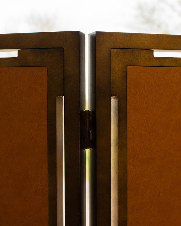 Imitation Brass Triptych Bevelled Mirror