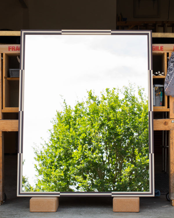 Pelt and Off-White Chequered Mirror