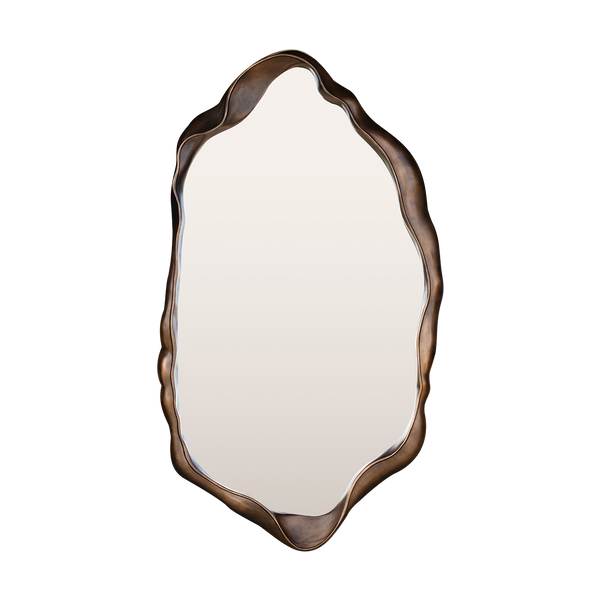 Hand-Carved Shaped Mirror in Bronze