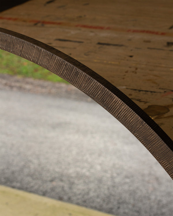 Combed Antique Brushed Brass Round Mirror