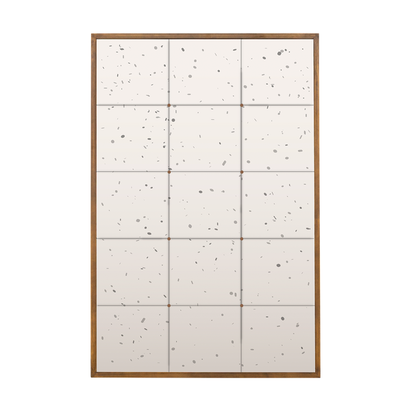 Foxed Antique Panelled Mirror in Imitation Antique Brushed Brass