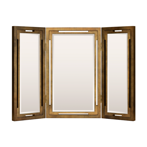 Imitation Brass Triptych Bevelled Mirror