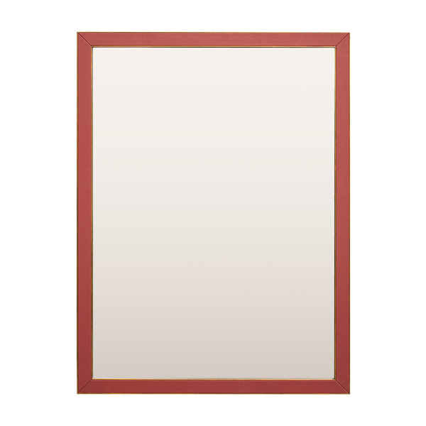 Imitation Light Brushed Brass & Faux Leather Mirror