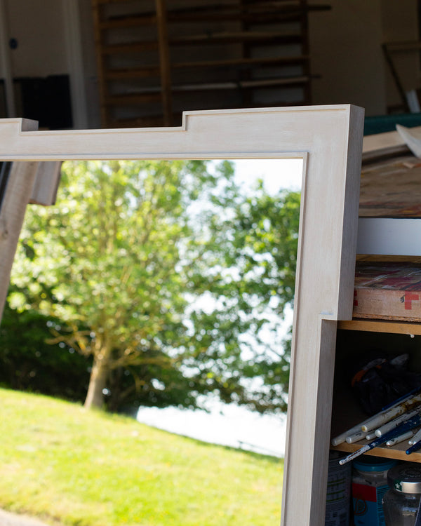 White Stained Key Corner Mirror