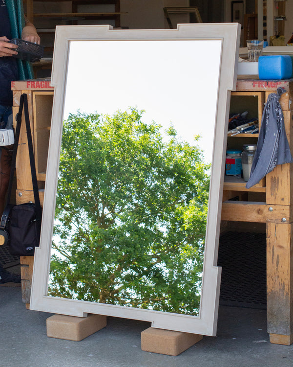 White Stained Key Corner Mirror