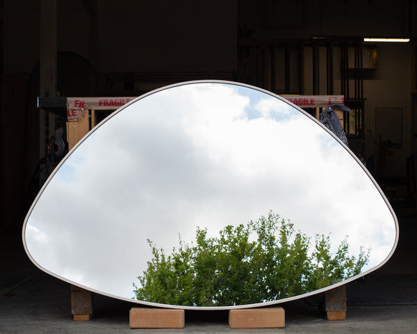 Beaten Silver Shaped Mirror