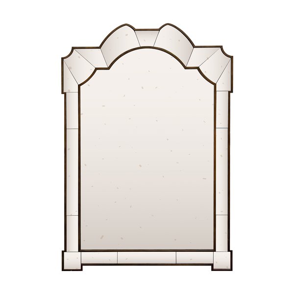 Shaped Light Antique Panelled Bronze Mirror