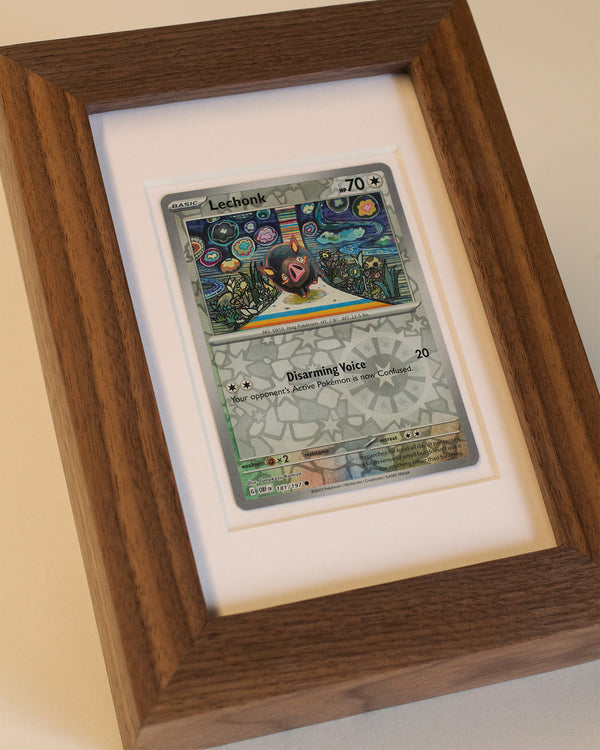 Lechonk Pokémon Card in a Chunky Walnut Box Frame