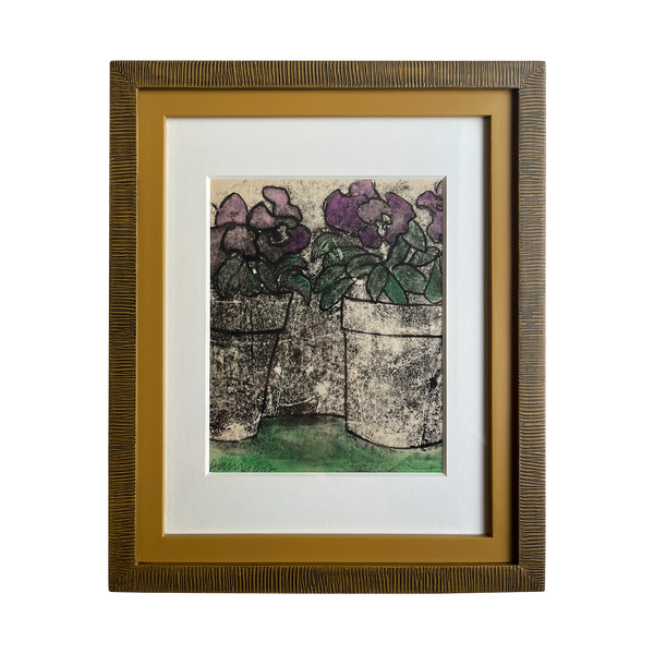 Purple Poinsettias in a Combed Frame