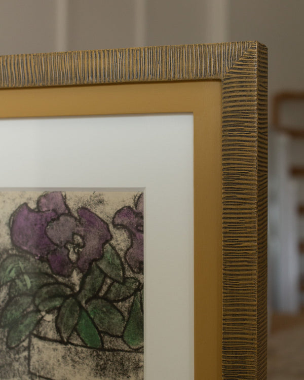 Purple Poinsettias in a Combed Frame