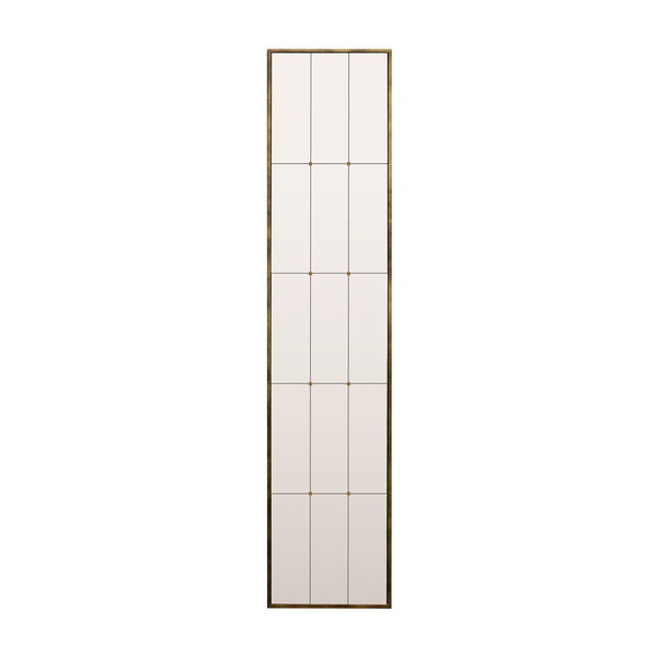Tall Brass Panelled Mirror with Brass Pins