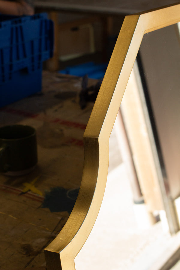 Shaped Gold Metal Leaf Mirror