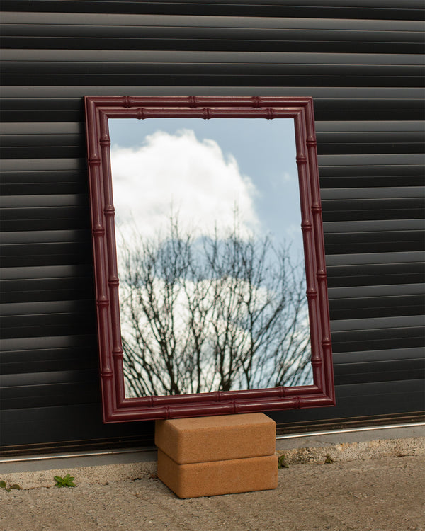 Double Bamboo Red Lacquer Mirror